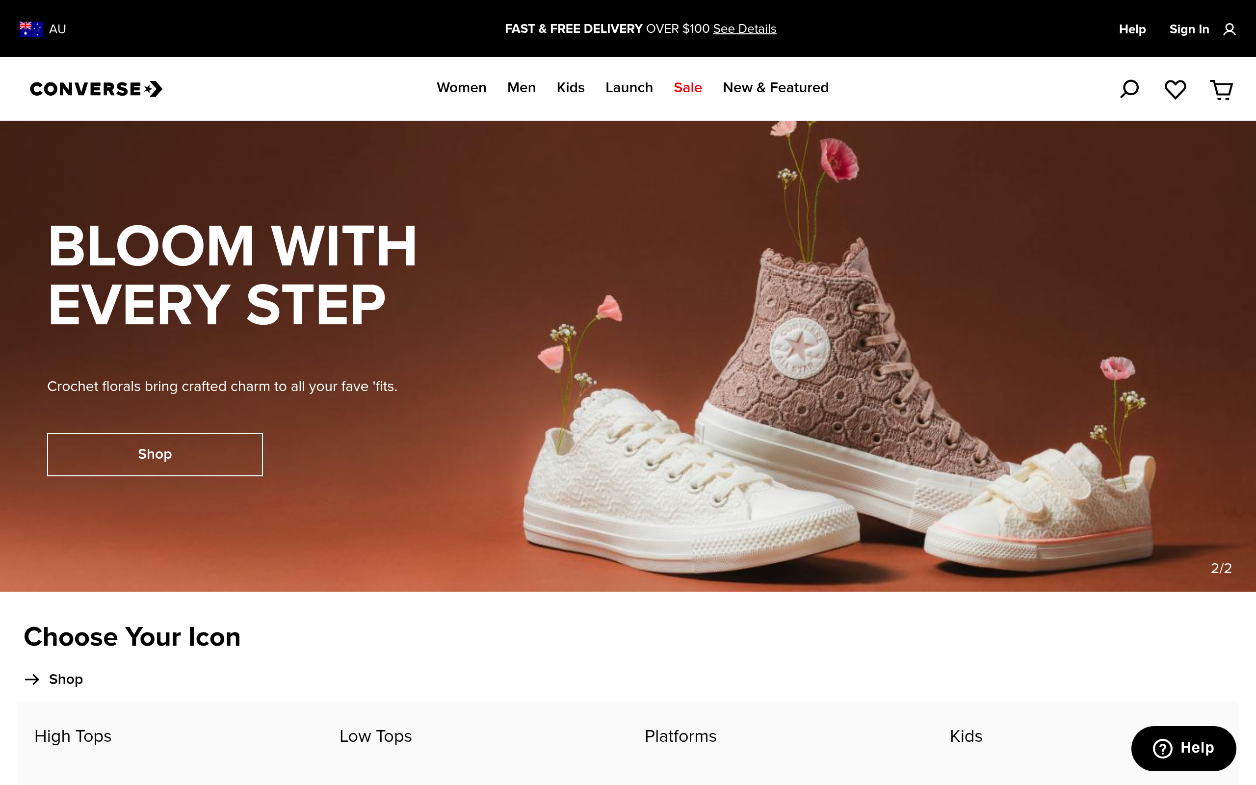 Screenshot of Converse Australia